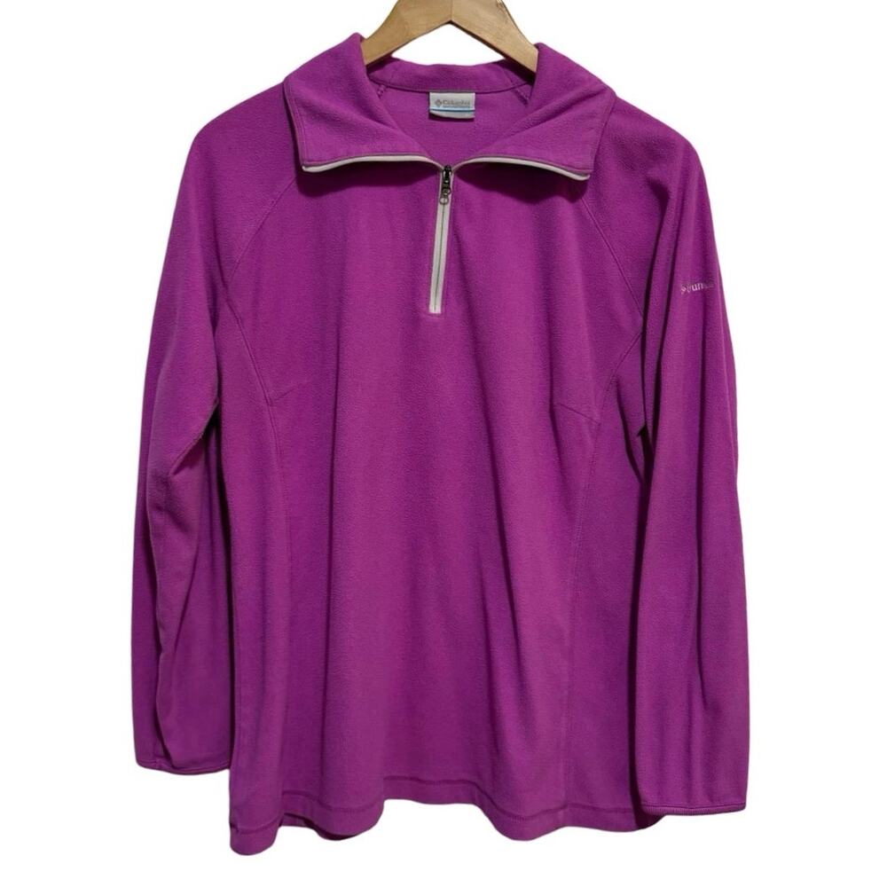 COLUMBIA 1/4 Zip pink neon Fleece Jumper Sweater Women XL Top pullover